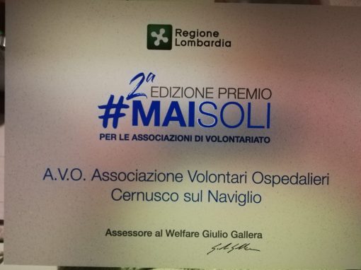 2a edizione del Premio #MAI SOLI: premiata AVO Cernusco sul Naviglio